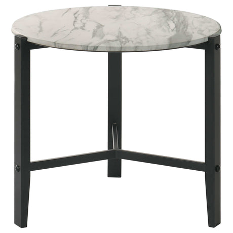Tandi Faux White Marble / Black End Table - Ornate Home