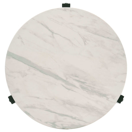 Tandi Faux White Marble / Black End Table - Ornate Home