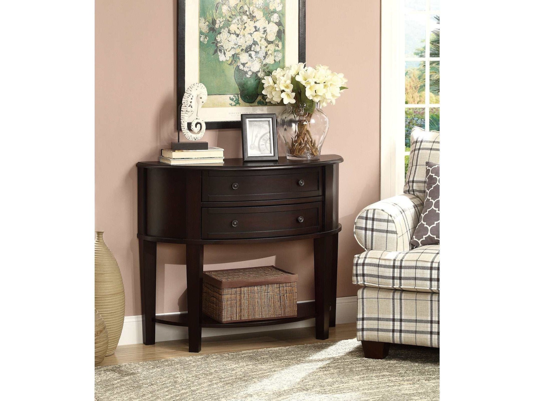 Tanis Cappuccino Console Table - Ornate Home