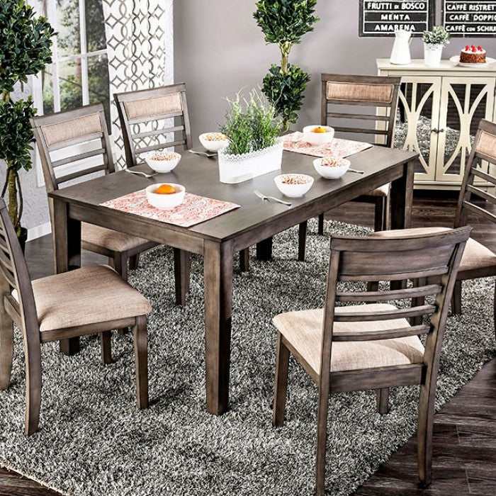 Taylah Weathered Gray & Beige Dining Set / 7pc - Ornate Home
