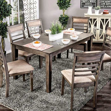 Taylah Weathered Gray & Beige Dining Set / 7pc - Ornate Home