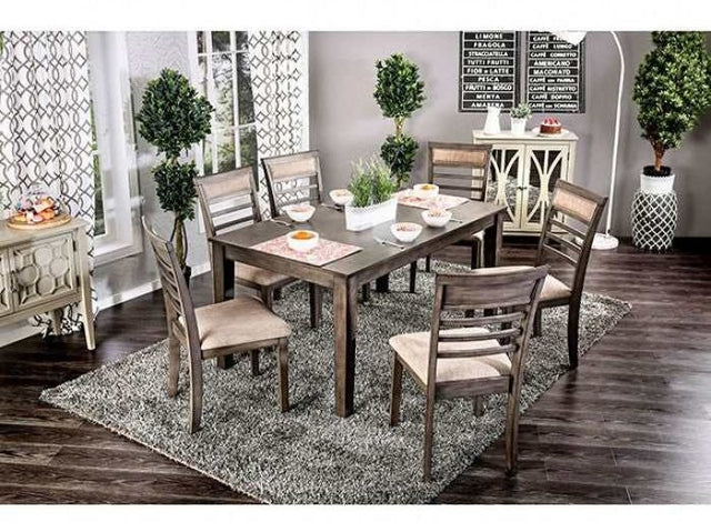 Taylah Weathered Gray & Beige Dining Set / 7pc - Ornate Home