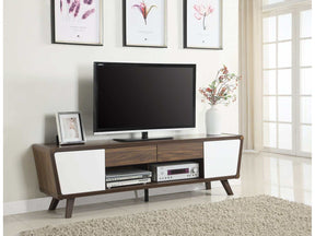 Terrell Dark Walnut & Glossy White TV Console - Ornate Home