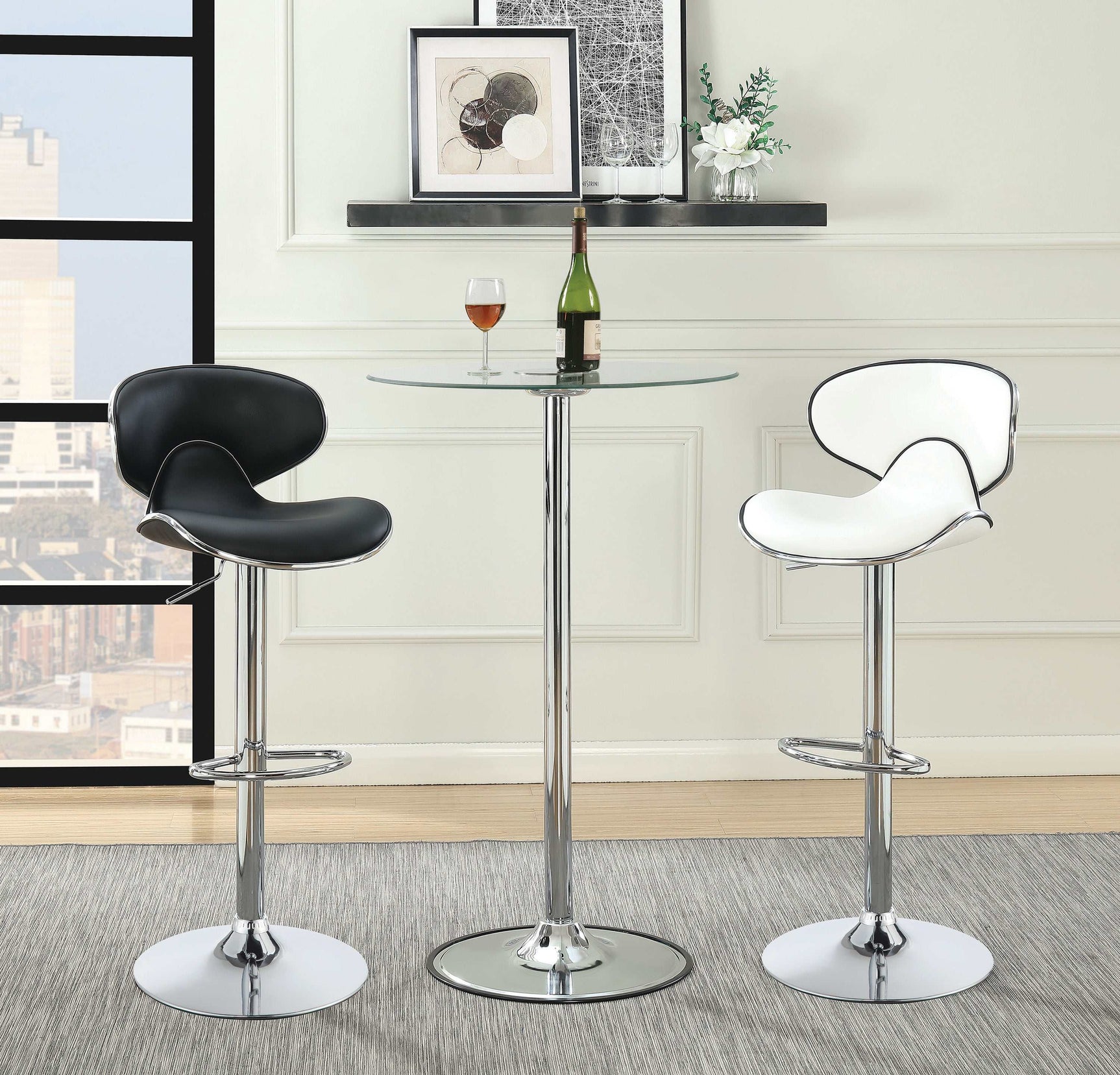 Thea Chrome & Clear Bar Table w/ LED - Ornate Home