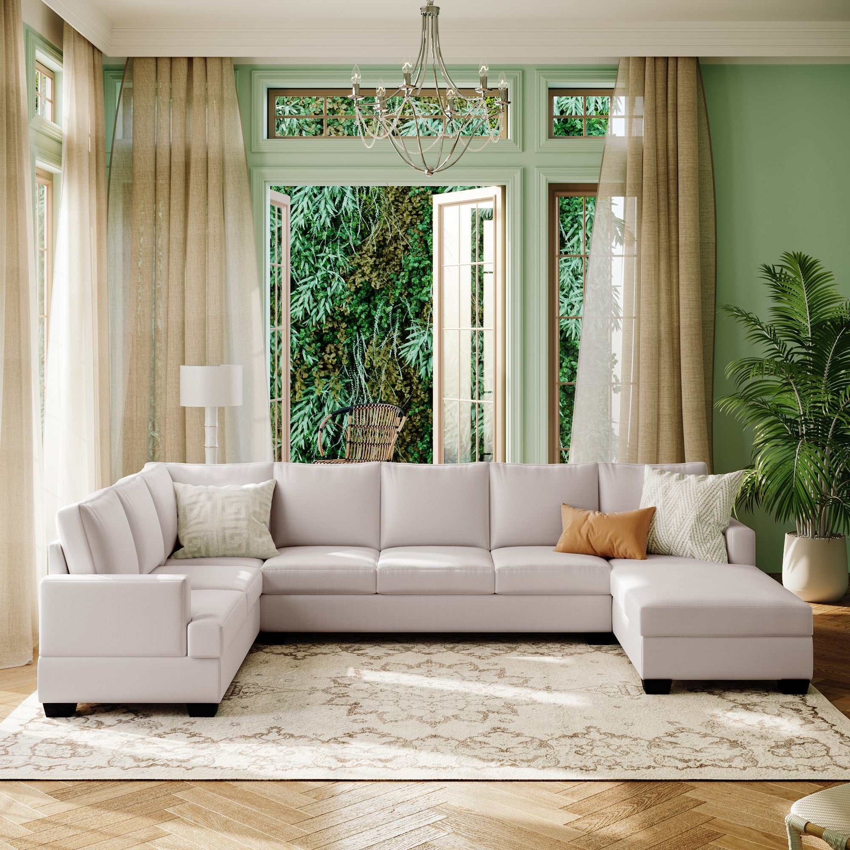 Tijuana Modern U-Shape Sectional Sofa  Beige - Ornate Home