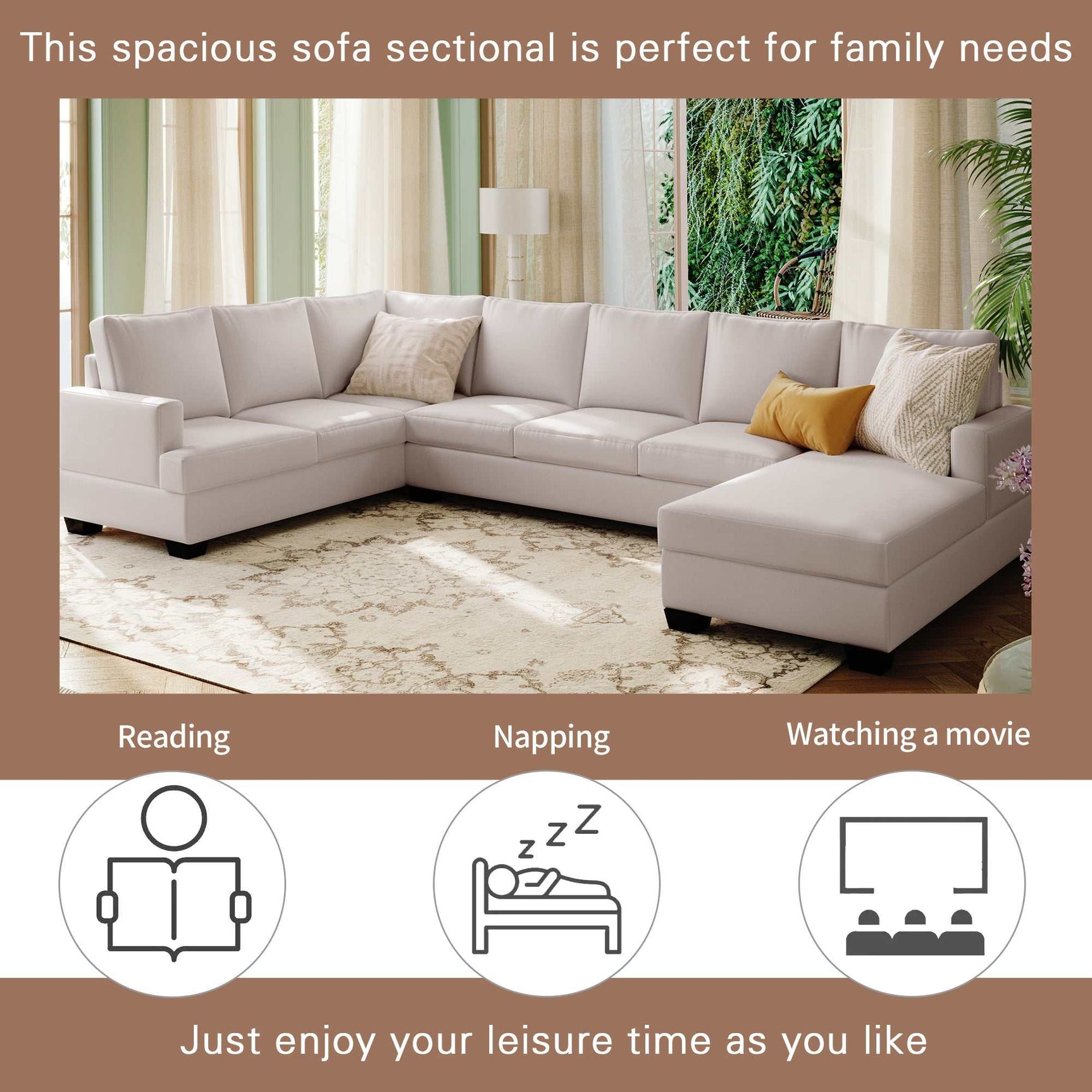 Tijuana Modern U-Shape Sectional Sofa  Beige - Ornate Home