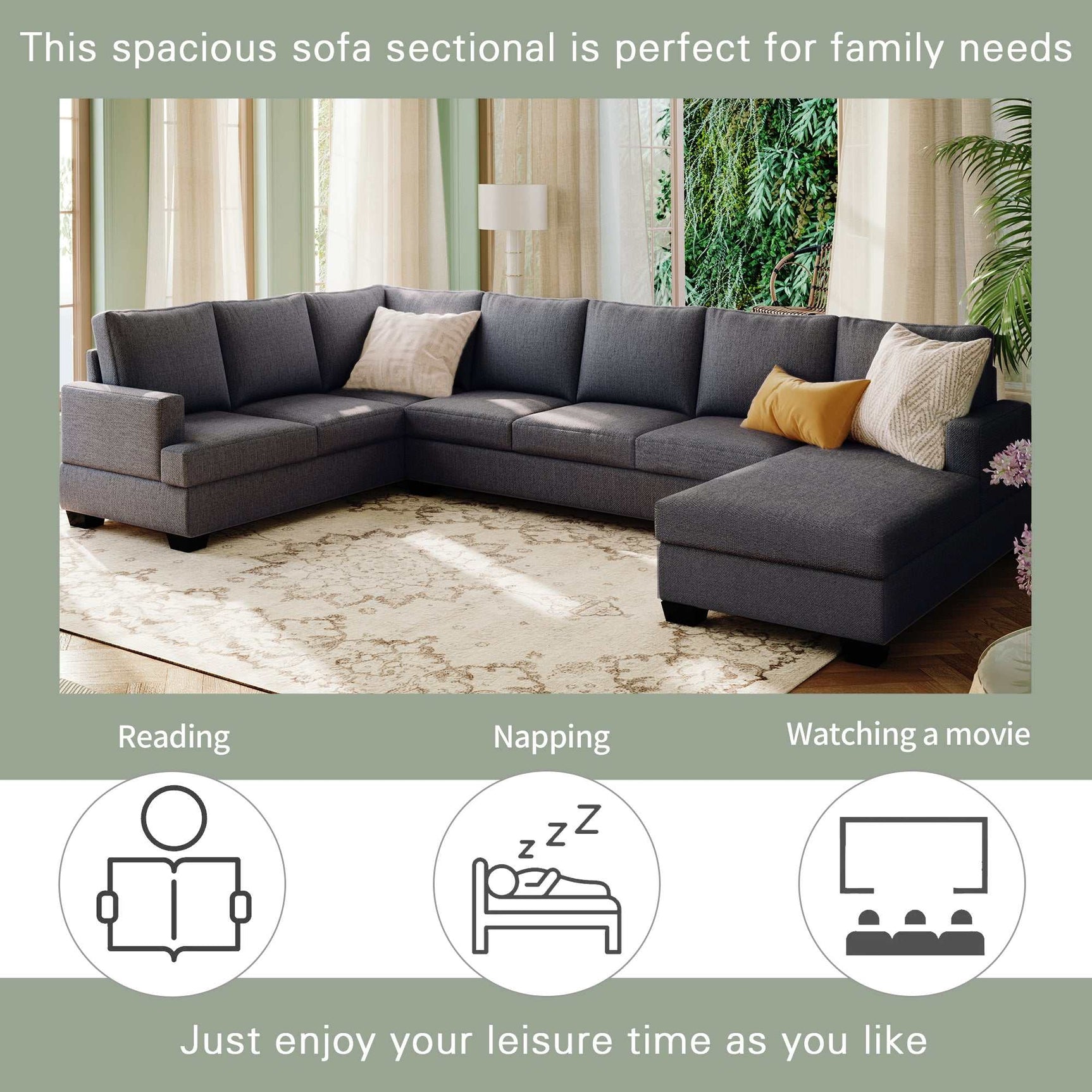 Tijuana Modern U-Shape Sectional Sofa Gray - Ornate Home