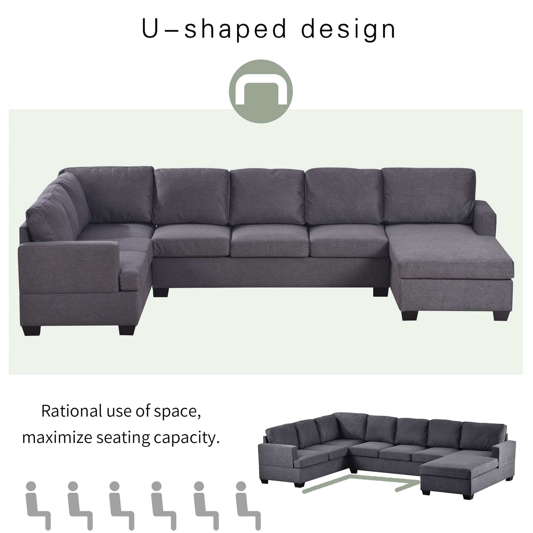 Tijuana Modern U-Shape Sectional Sofa Gray - Ornate Home