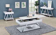 Titus White & Chrome End Table - Ornate Home