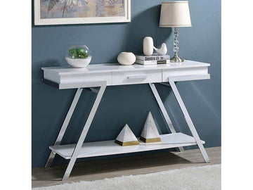 Titus White & Chrome Sofa Table - Ornate Home