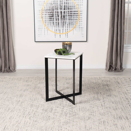Tobin White / Black End Table - Ornate Home