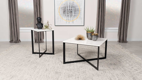Tobin White / Black End Table - Ornate Home