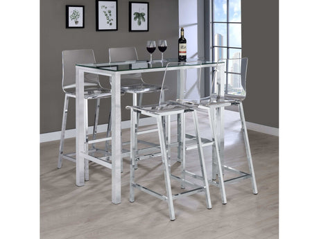 Tolbert Clear Glass / Chrome 5 Pc Bar Set - Ornate Home