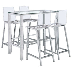 Tolbert Clear Glass / Chrome 5 Pc Bar Set - Ornate Home