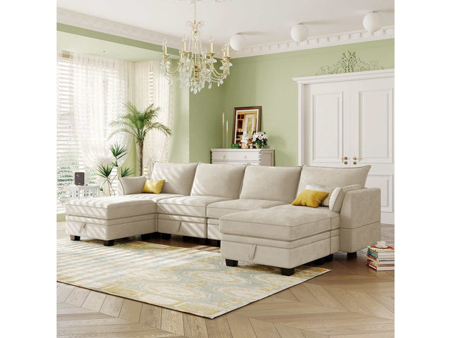 Torrey  Modern Modular Sectional Sofa Beige - Ornate Home