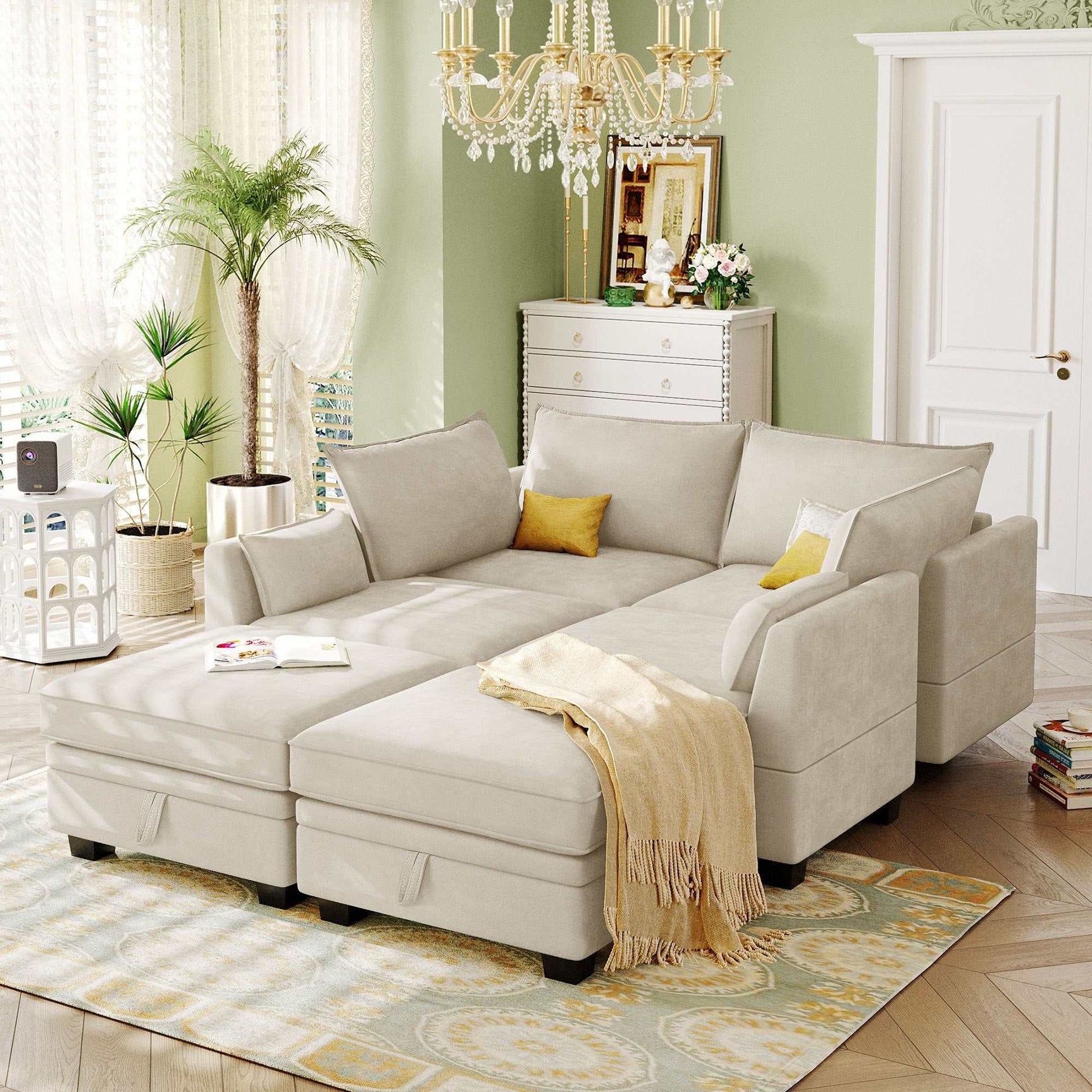 Torrey  Modern Modular Sectional Sofa Beige - Ornate Home
