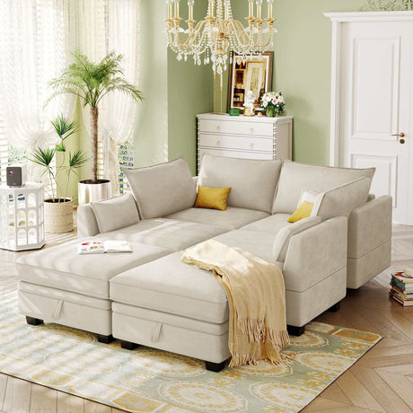 Torrey  Modern Modular Sectional Sofa Beige - Ornate Home