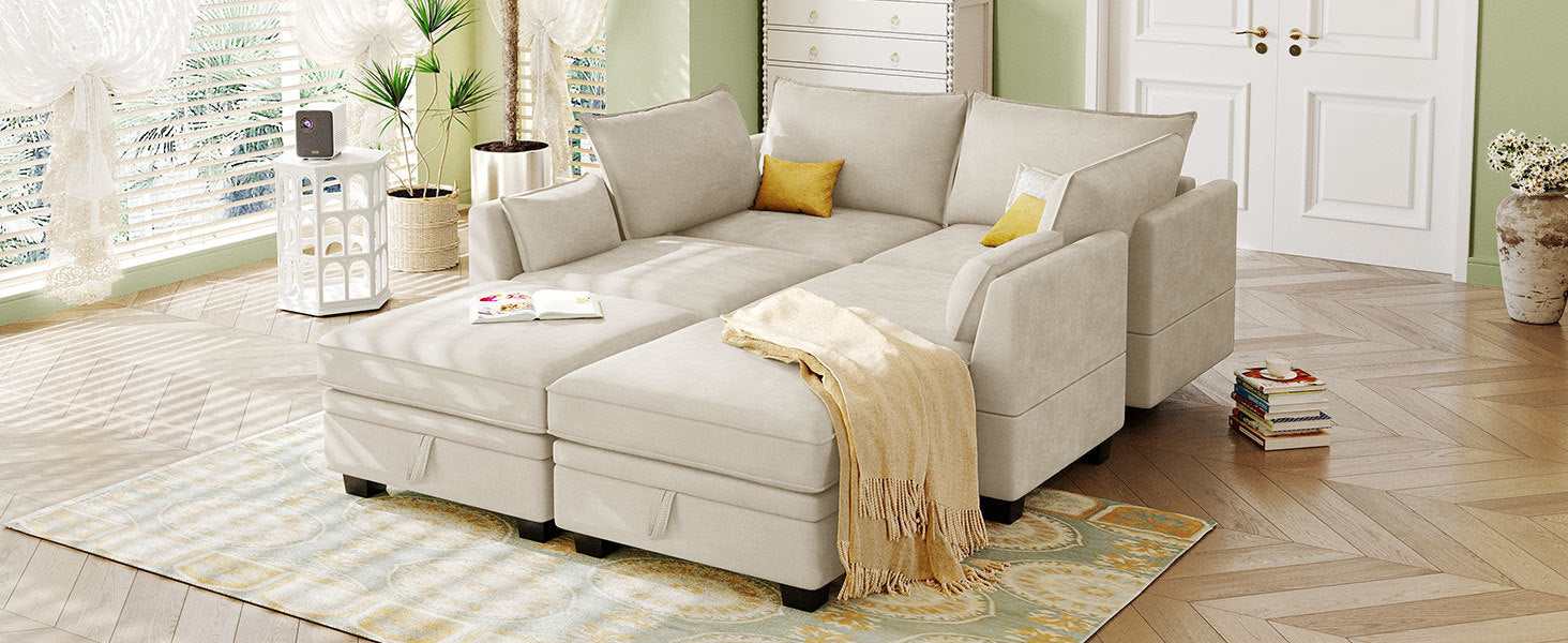 Torrey  Modern Modular Sectional Sofa Beige - Ornate Home