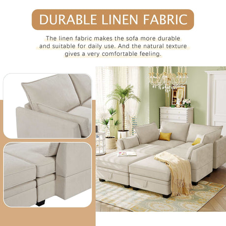 Torrey  Modern Modular Sectional Sofa Beige - Ornate Home