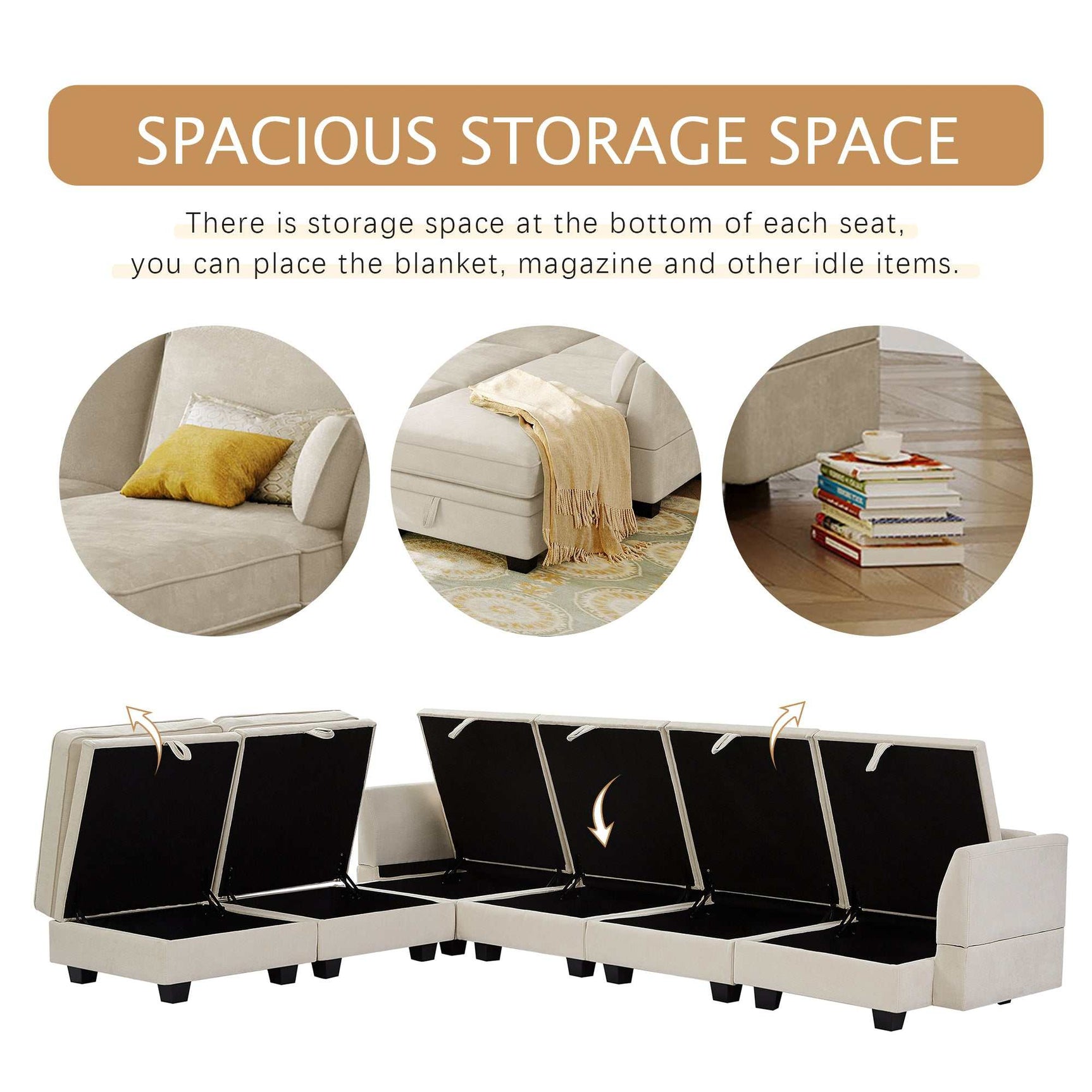 Torrey  Modern Modular Sectional Sofa Beige - Ornate Home