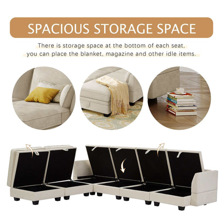 Torrey  Modern Modular Sectional Sofa Beige - Ornate Home