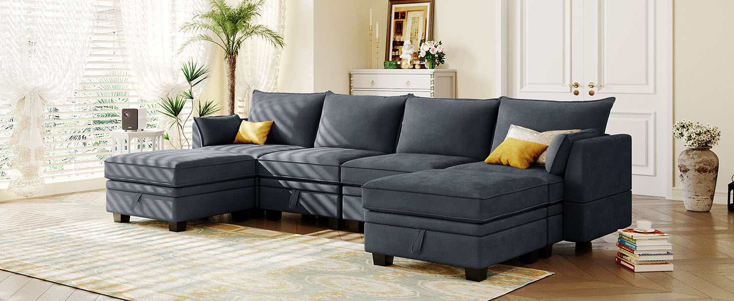 Torrey  Modern Modular Sectional Sofa Gray - Ornate Home
