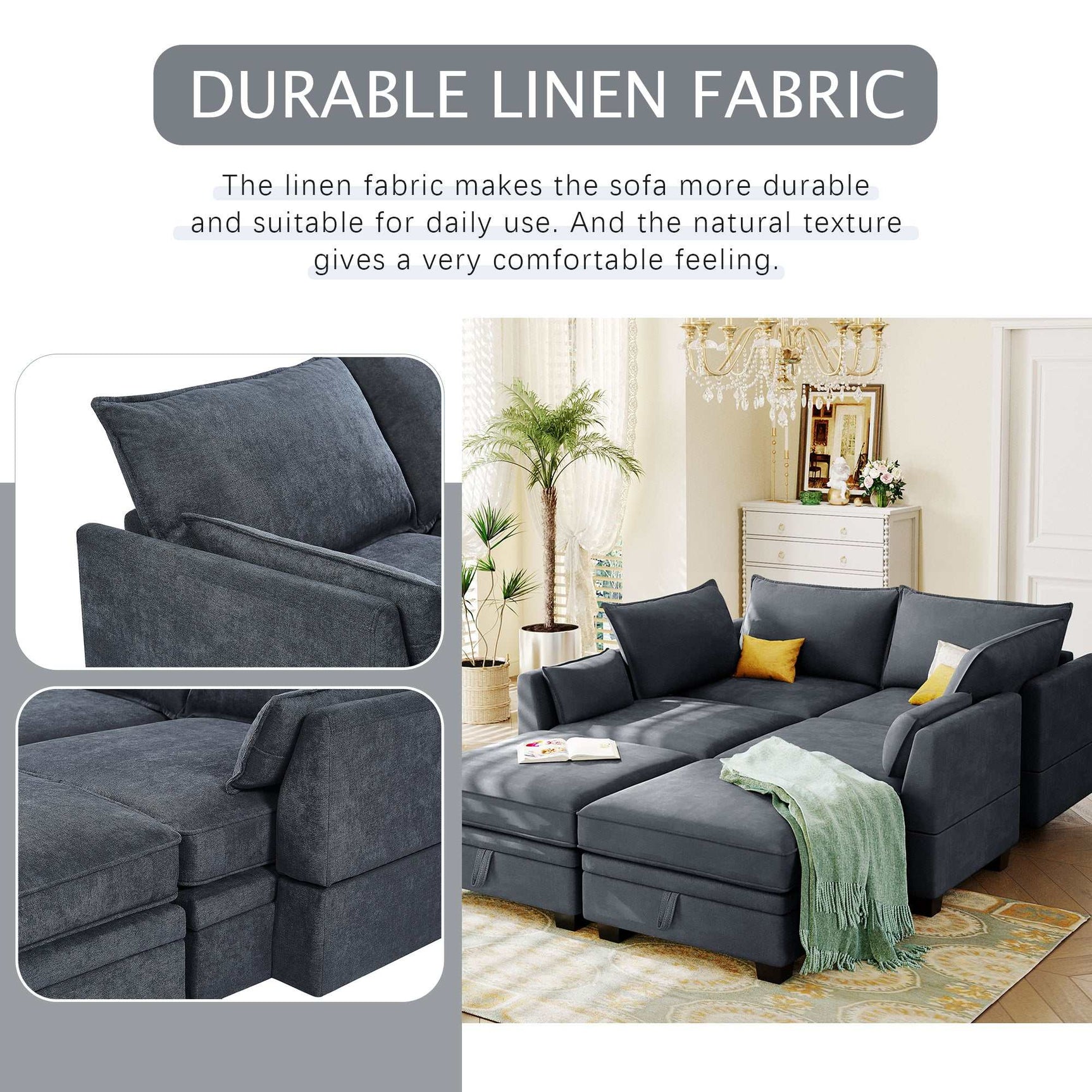 Torrey  Modern Modular Sectional Sofa Gray - Ornate Home