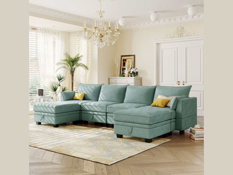 Torrey  Modern Modular Sectional Sofa Light Green - Ornate Home