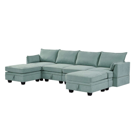 Torrey  Modern Modular Sectional Sofa Light Green - Ornate Home