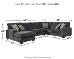 Tracling Slate 3pc LAF Chaise Sectional - Ornate Home