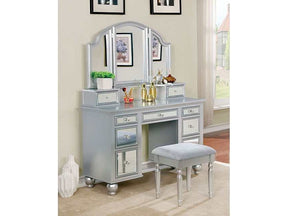 Tracy Silver Vanity w/ Stool - Ornate Home
