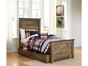 Trinell Brown Twin Panel Bed with 1 Large Storage Drawer - Ornate Home