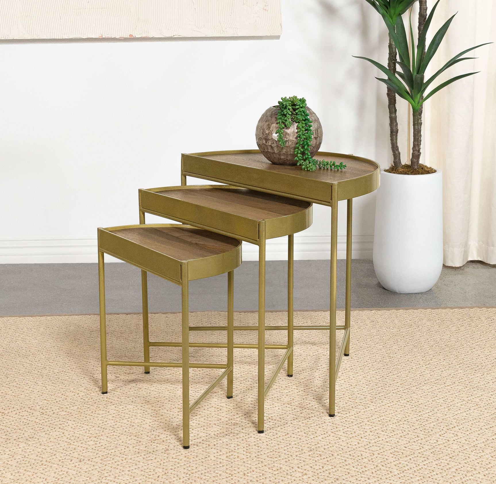 Tristen Brown / Gold 3 Pc Nesting Table - Ornate Home