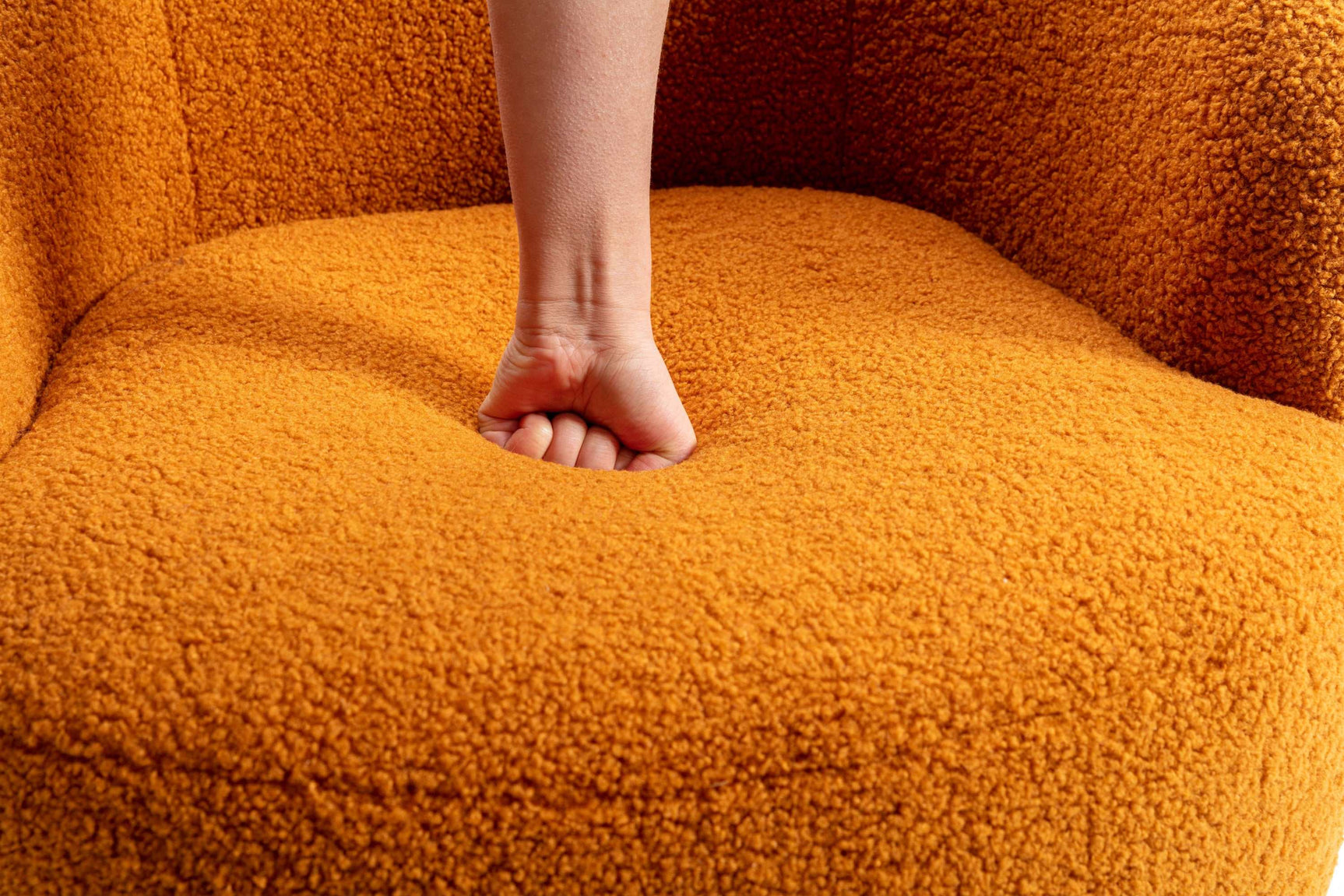 Tule Boucle Swivel Accent Armchair with Metal Ring Detail Caramel - Ornate Home