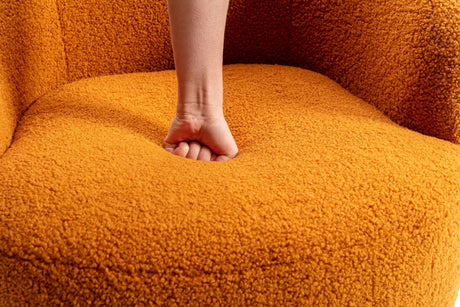 Tule Boucle Swivel Accent Armchair with Metal Ring Detail Caramel - Ornate Home