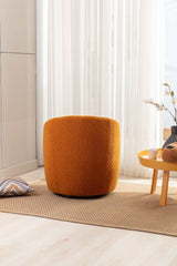 Tule Boucle Swivel Accent Armchair with Metal Ring Detail Caramel - Ornate Home