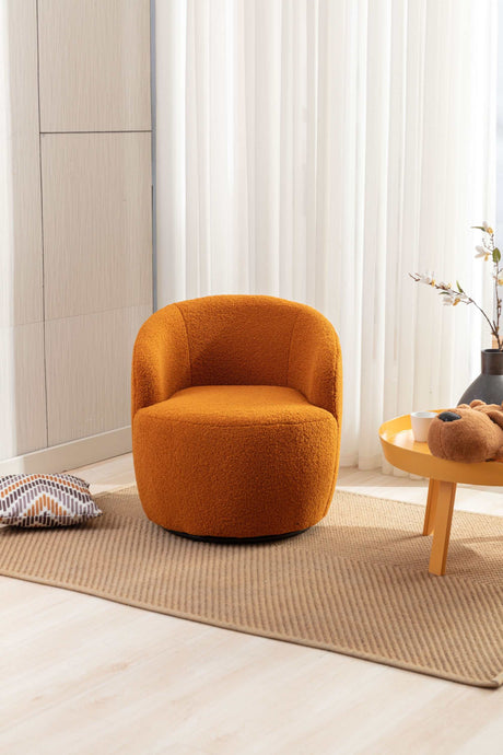 Tule Boucle Swivel Accent Armchair with Metal Ring Detail Caramel - Ornate Home