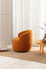 Tule Boucle Swivel Accent Armchair with Metal Ring Detail Caramel - Ornate Home