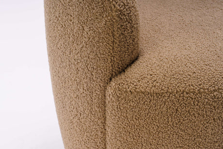 Tule Boucle Swivel Accent Armchair with Metal Ring Detail Coffee Brown - Ornate Home