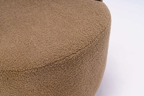 Tule Boucle Swivel Accent Armchair with Metal Ring Detail Coffee Brown - Ornate Home