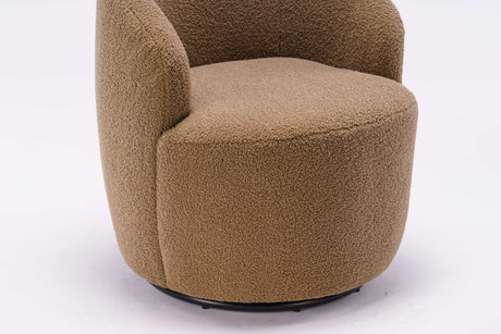 Tule Boucle Swivel Accent Armchair with Metal Ring Detail Coffee Brown - Ornate Home