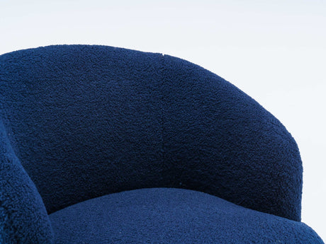 Tule Boucle Swivel Accent Armchair with Metal Ring Detail Dark Blue - Ornate Home