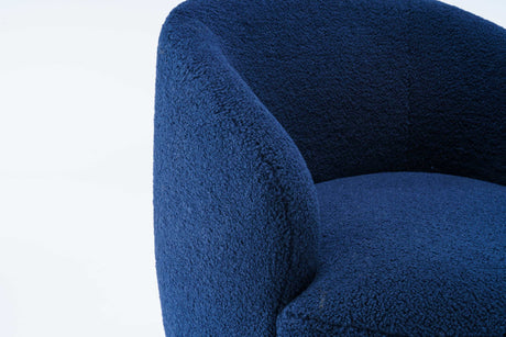 Tule Boucle Swivel Accent Armchair with Metal Ring Detail Dark Blue - Ornate Home