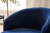 Tule Boucle Swivel Accent Armchair with Metal Ring Detail Dark Blue - Ornate Home