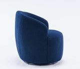 Tule Boucle Swivel Accent Armchair with Metal Ring Detail Dark Blue - Ornate Home