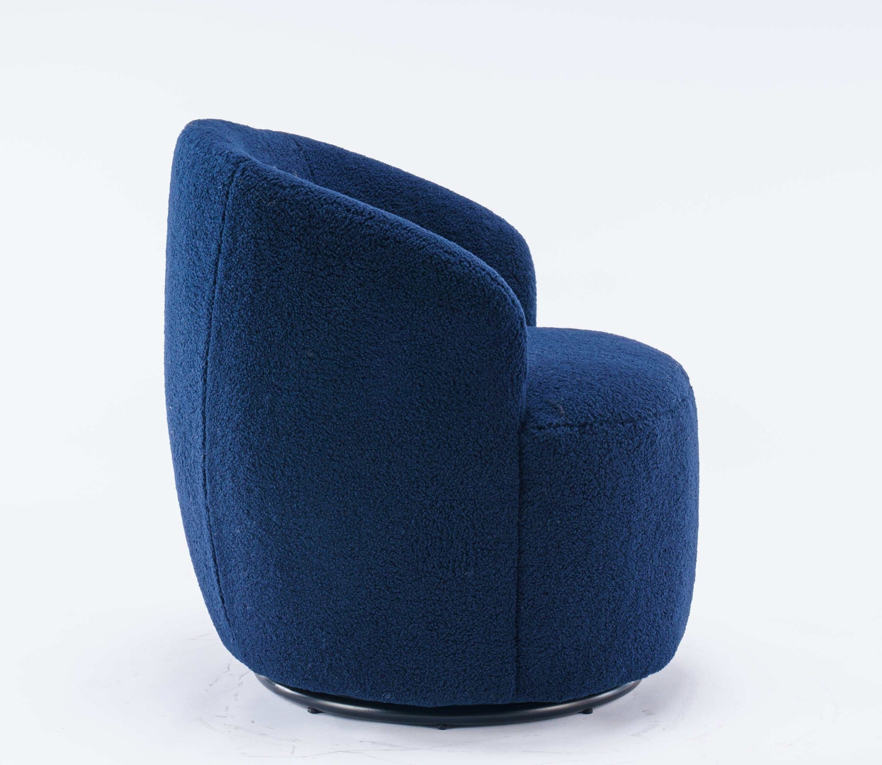 Tule Boucle Swivel Accent Armchair with Metal Ring Detail Dark Blue - Ornate Home