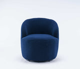 Tule Boucle Swivel Accent Armchair with Metal Ring Detail Dark Blue - Ornate Home