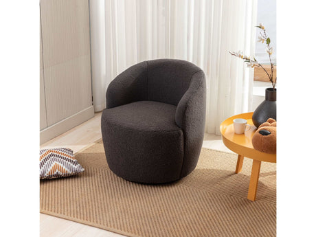 Tule Boucle Swivel Accent Armchair with Metal Ring Detail Dark Gray - Ornate Home