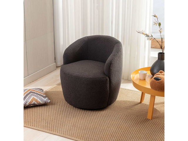 Tule Boucle Swivel Accent Armchair with Metal Ring Detail Dark Gray - Ornate Home