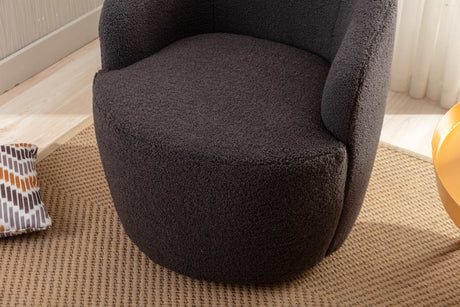 Tule Boucle Swivel Accent Armchair with Metal Ring Detail Dark Gray - Ornate Home